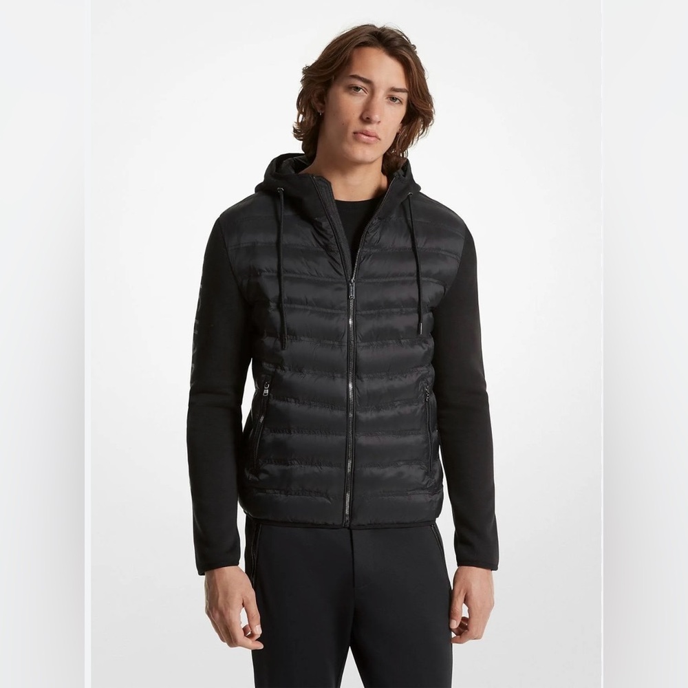 Michael Kors Galway Quilted Mixed-Media Jacket – Men’s XXL, Black